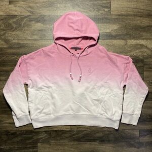 Greyson Archer Hoodie Pullover Womens Size Small Pink Dip Baggy Crop Bead String